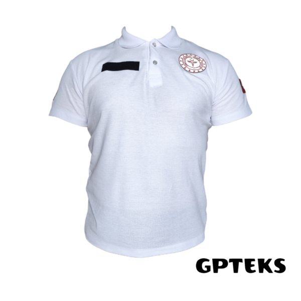 GPTEKS Beyaz Polo Yaka Acil Sağlık Tshirt