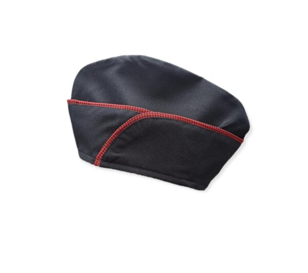 GPTEKS  Siyah Aşçı Kepi (Kırmızı Detaylı)