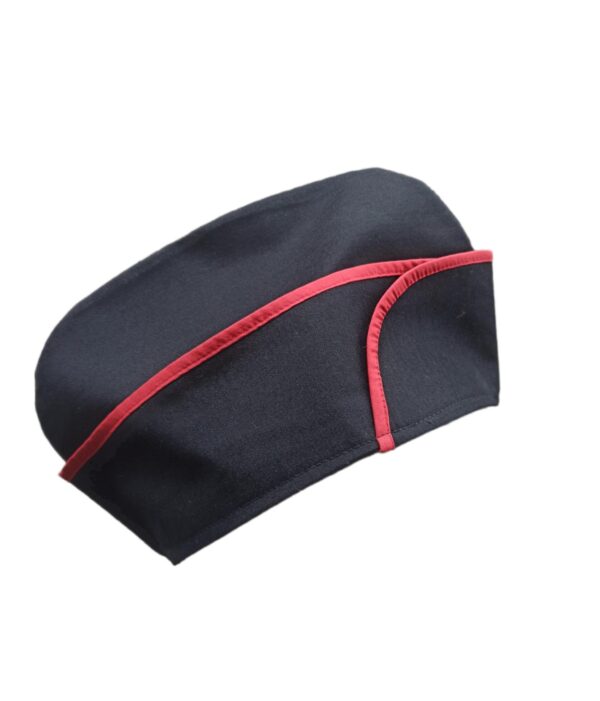 GPTEKS  Siyah Aşçı Kepi 2 (Kırmızı Detaylı)