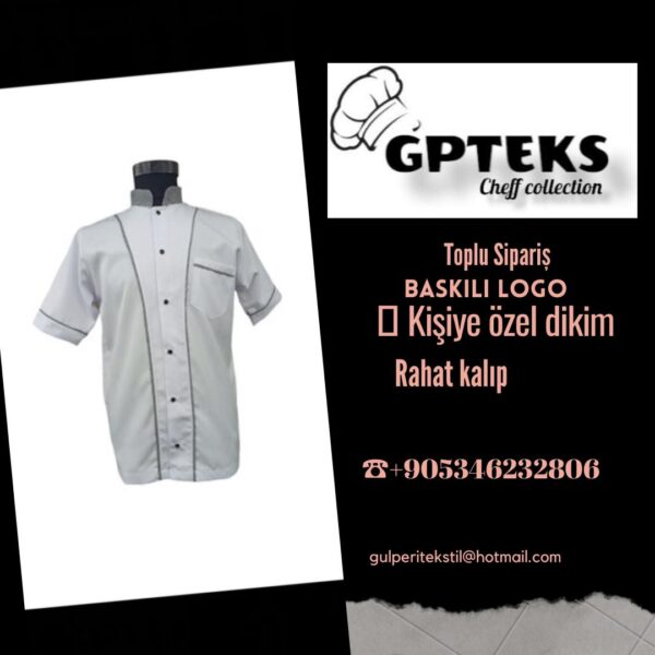 GPTEKS Aşçı Beyaz Kısa Kol Ceket