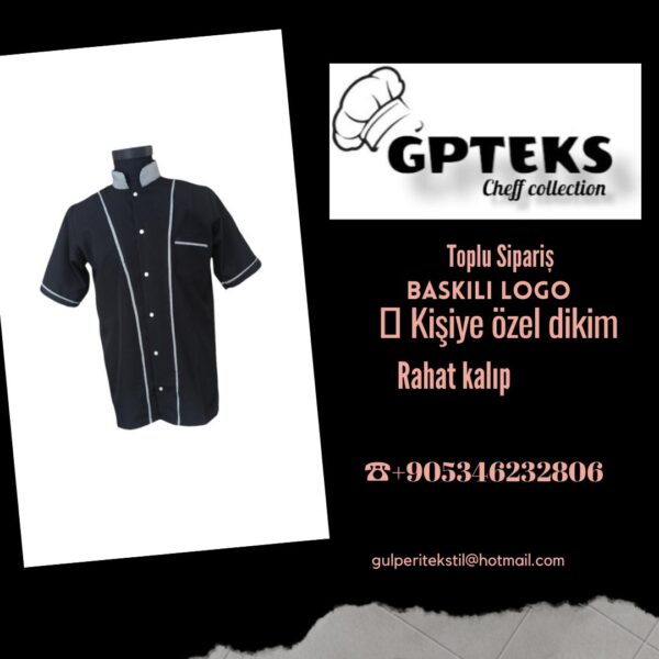 GPTEKS Aşçı Siyah Kısa Kol Ceket