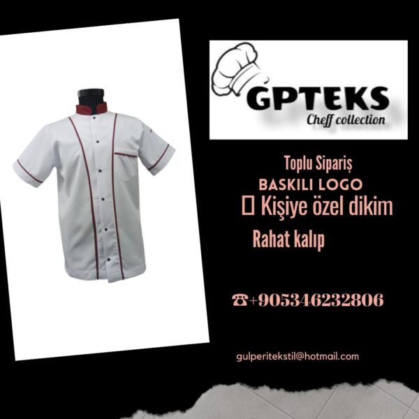 GPTEKS Aşçı Beyaz Kısa Kol Ceket