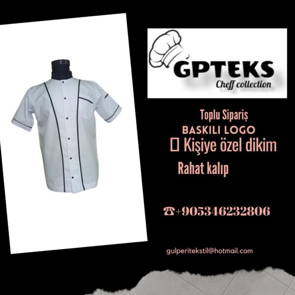 GPTEKS Aşçı Beyaz Kısa Kol Ceket